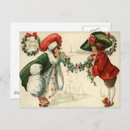 Kinderen in de sneeuw briefkaart (Voorkant / Achterkant)