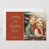  kinderen in de sneeuw feestdagenkaart (Voorkant)