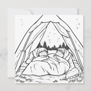 Kinderen in de tent Kind Camping kleurplaat