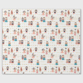 Kinderen in de traditionele Koreaanse Hanbok (Gold Cadeaupapier (Vlak)