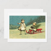 Kinderen in de winter briefkaart (Voorkant / Achterkant)