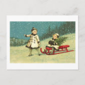 Kinderen in de winter briefkaart (Voorkant)