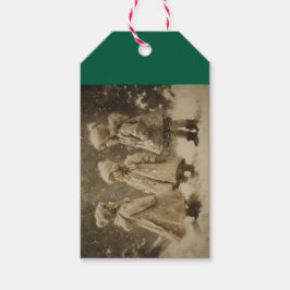 Kinderen in de winter cadeaulabel