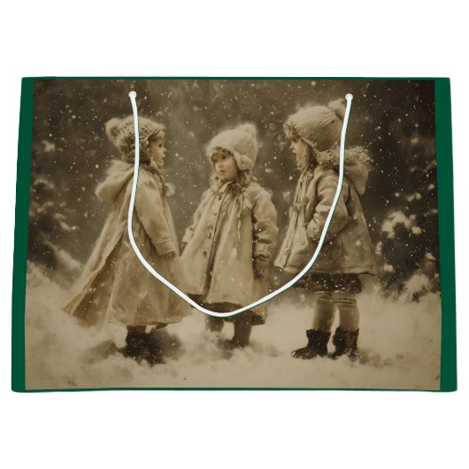 Kinderen in de winter groot cadeauzakje (Voorkant)