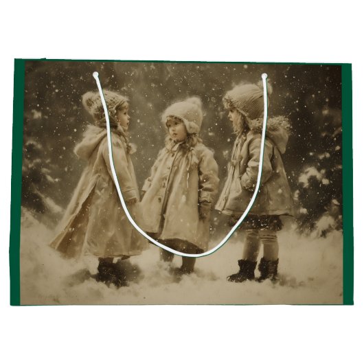 Kinderen in de winter groot cadeauzakje (Achterkant)