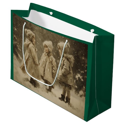 Kinderen in de winter groot cadeauzakje (Voorkant Gekanteld)