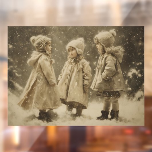 Kinderen in de winter raamsticker (Vel 2)