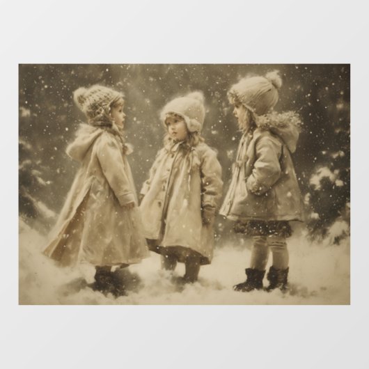 Kinderen in de winter raamsticker (Vel)