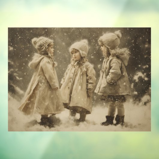 Kinderen in de winter raamsticker (Vel 3)