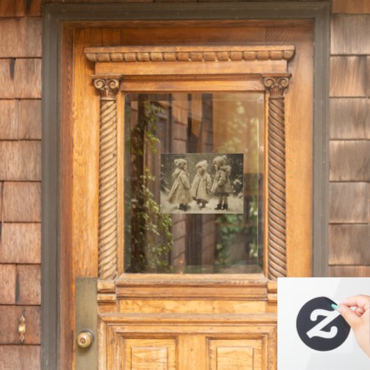 Kinderen in de winter raamsticker (Huis Deur)