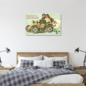 Kinderen in een auto met shamrocks canvas afdruk (Insitu (Slaapkamer))