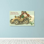 Kinderen in een auto met shamrocks canvas afdruk (Insitu (Houten vloer))