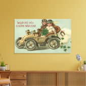 Kinderen in een auto met shamrocks canvas afdruk (Insitu (Woonkamer))