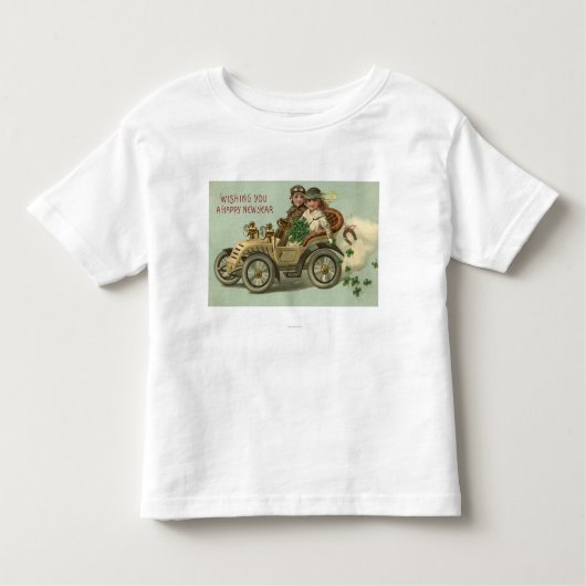 Kinderen in een auto met shamrocks kinder shirts (Voorkant)