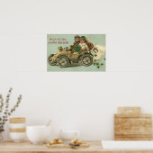 Kinderen in een auto met shamrocks poster (Keuken)
