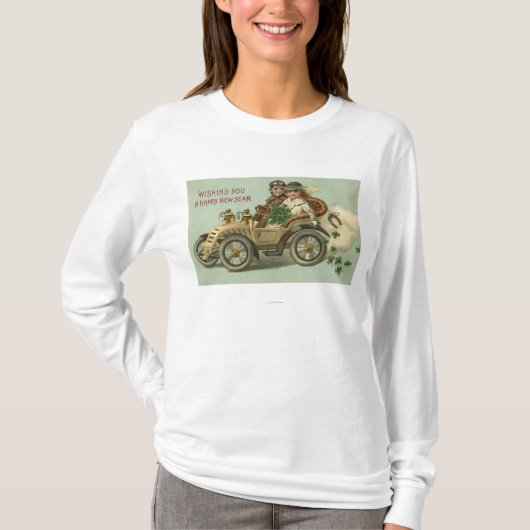 Kinderen in een auto met shamrocks t-shirt (Voorkant)