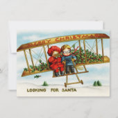  kinderen in een vliegtuig dat op zoek is naar de  feestdagenkaart (Voorkant)