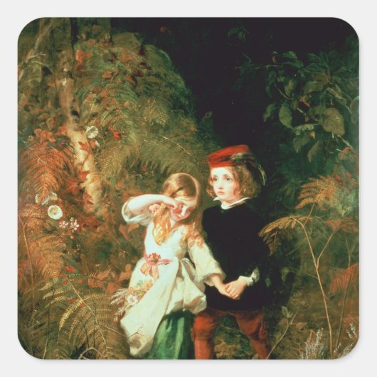Kinderen in het Hout Vierkante Sticker (Voorkant)
