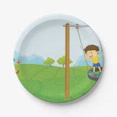 Kinderen in het park papieren bordje (Voorkant)