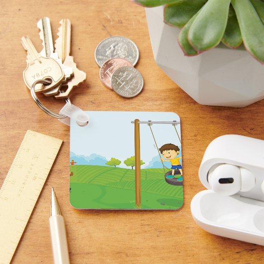 Kinderen in het park sleutelhanger