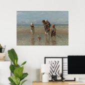 Kinderen in het Zee Ocean Seascape Painting Poster (Thuiskantoor)
