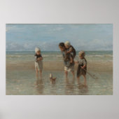 Kinderen in het Zee Ocean Seascape Painting Poster (Voorkant)