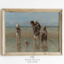 Kinderen in het Zee Ocean Seascape Painting Poster