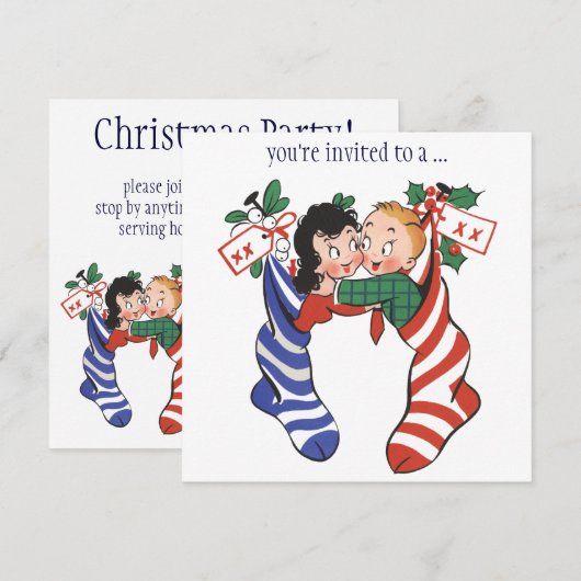 Kinderen in Kousen Kerstfeest Kaart (Voorkant / Achterkant)