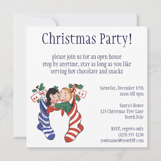 Kinderen in Kousen Kerstfeest Kaart (Achterkant)