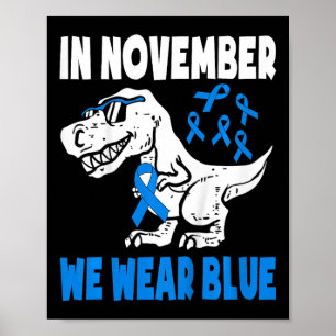 Kinderen in november Draag blauwe diabetes . Poster