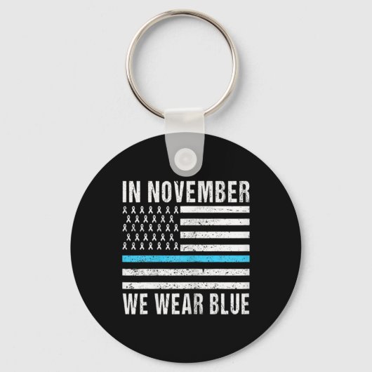 Kinderen in november Draag blauwe diabetes . Sleutelhanger (Voorkant)