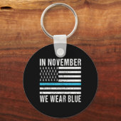 Kinderen in november Draag blauwe diabetes . Sleutelhanger (Voorkant)