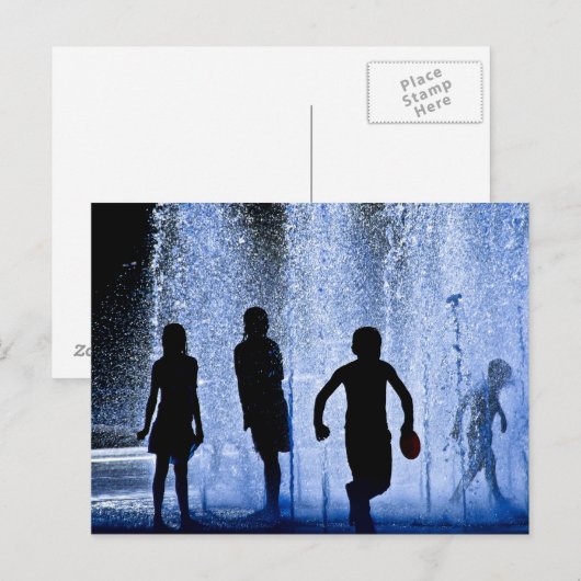 Kinderen in Play Blue Briefkaart (Voorkant / Achterkant)