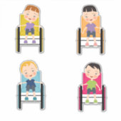 Kinderen in rolstoelStickers 4 Sticker (Voorkant)