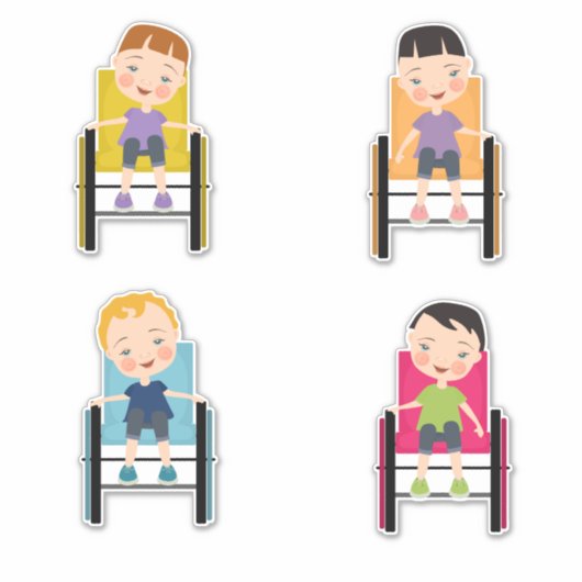 Kinderen in rolstoelStickers 4 Sticker (Voorkant)