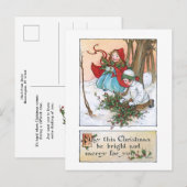  kinderen in sneeuw met kerst Holly Briefkaart (Voorkant / Achterkant)