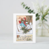  kinderen in sneeuw met kerst Holly Briefkaart (Staand voorkant)