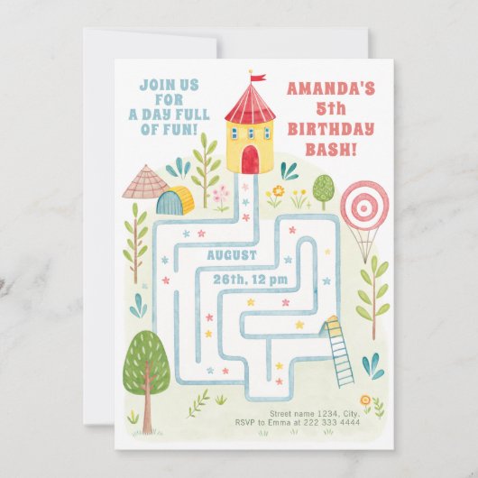 Kinderen indoor speeltuin verjaardag kaart (Voorkant)