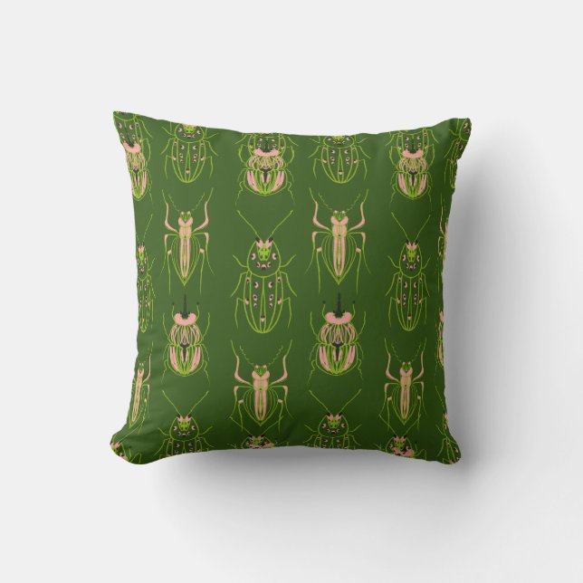 Kinderen Insect Bug Kever Hand Getekend Patroon Kussen (Voorkant)