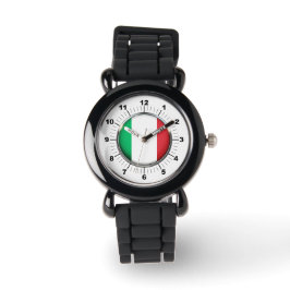Kinderen Italië Flag Silver Glitter Strap Watch Horloge