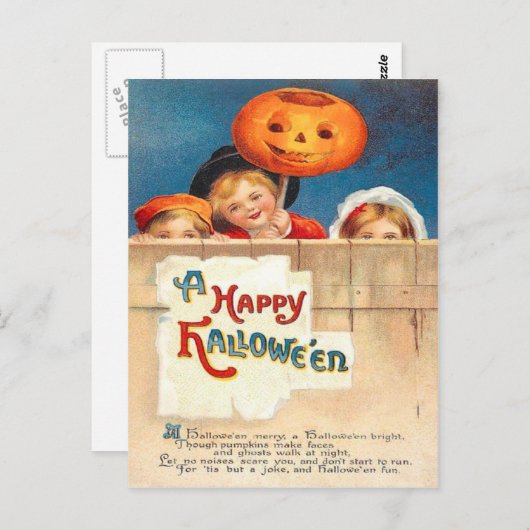 Kinderen Jack O Lantern Ellen Clapsaddle Briefkaart (Voorkant / Achterkant)