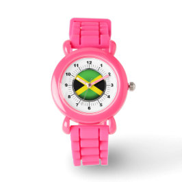 Kinderen Jamaica Flag Pink Glitter Strap Horloge