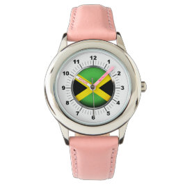 Kinderen Jamaica Flag Pink Leather Strap Horloge