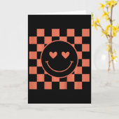 Kinderen Jeugd Geruit Retro Valentijn Lachen Gezic Kaart (Gele Bloem)