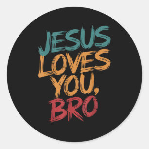 Kinderen Jezus houdt van jou broer grappige christ Ronde Sticker