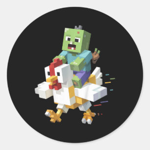 Kinderen Jock Kip Shirt Pixel Art Gamer Zombie Jon Ronde Sticker