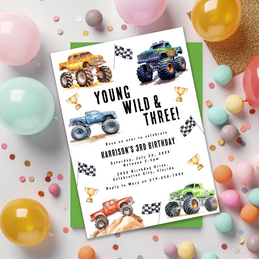 Kinderen Jong Wild En Drie Monstertrucks Kaart