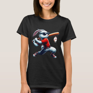 Kinderen jongens blij paaspaashaas spelen honkbal t-shirt