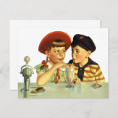  kinderen, jongens en meisjes die een schaar delen (Voorkant / Achterkant)