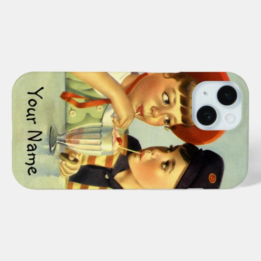  kinderen, jongens en meisjes die een schaar delen Case-Mate iPhone case (Achterkant (horizontaal))
